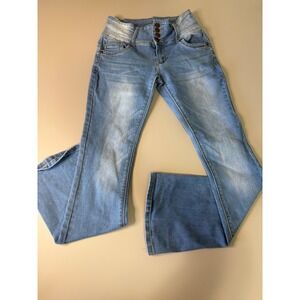 Bamboo Jeans Womens Light Wash High Rise Flare Stretch Denim Size 7